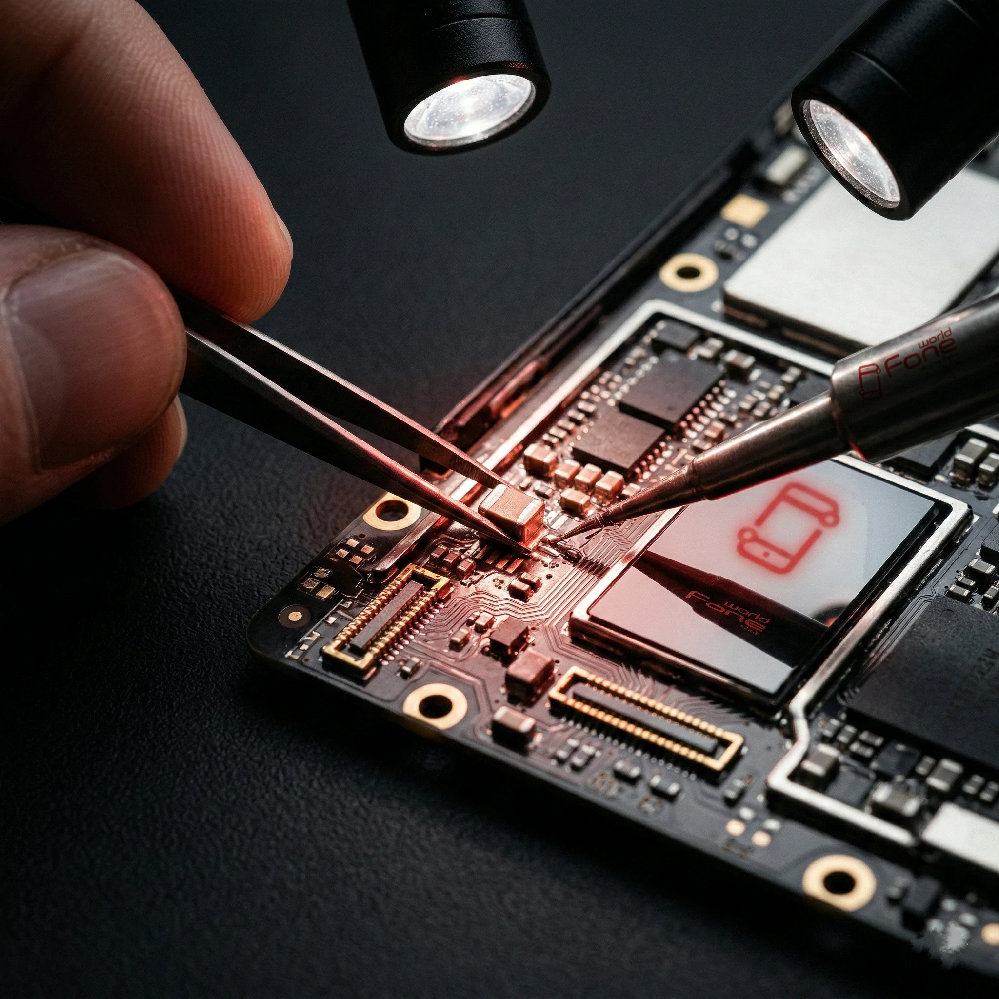 FoneWorld repair technician working on devices